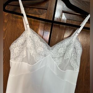 Romantic Vanity Fair White Floral Lace Bodice Slip Dress - Bridal Lingerie